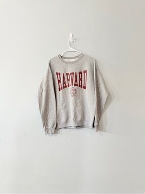 Harvard Grey Crewneck Sweatshirt with Maroon Logo